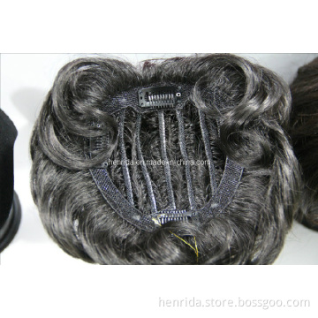 Toupee with Clips in, Men's Toupee Made of 100% Human Hair